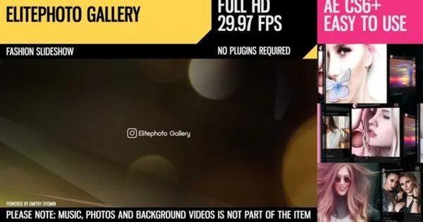 动态照片画廊特效像素设计精选AE模板 Elitephoto Gallery