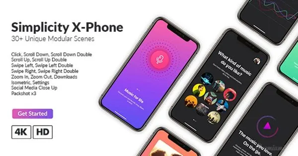 iPhone X 应用amp;网页设计宣传动态演示像素设计精选AE模板 Simplicity X-Phone Promo