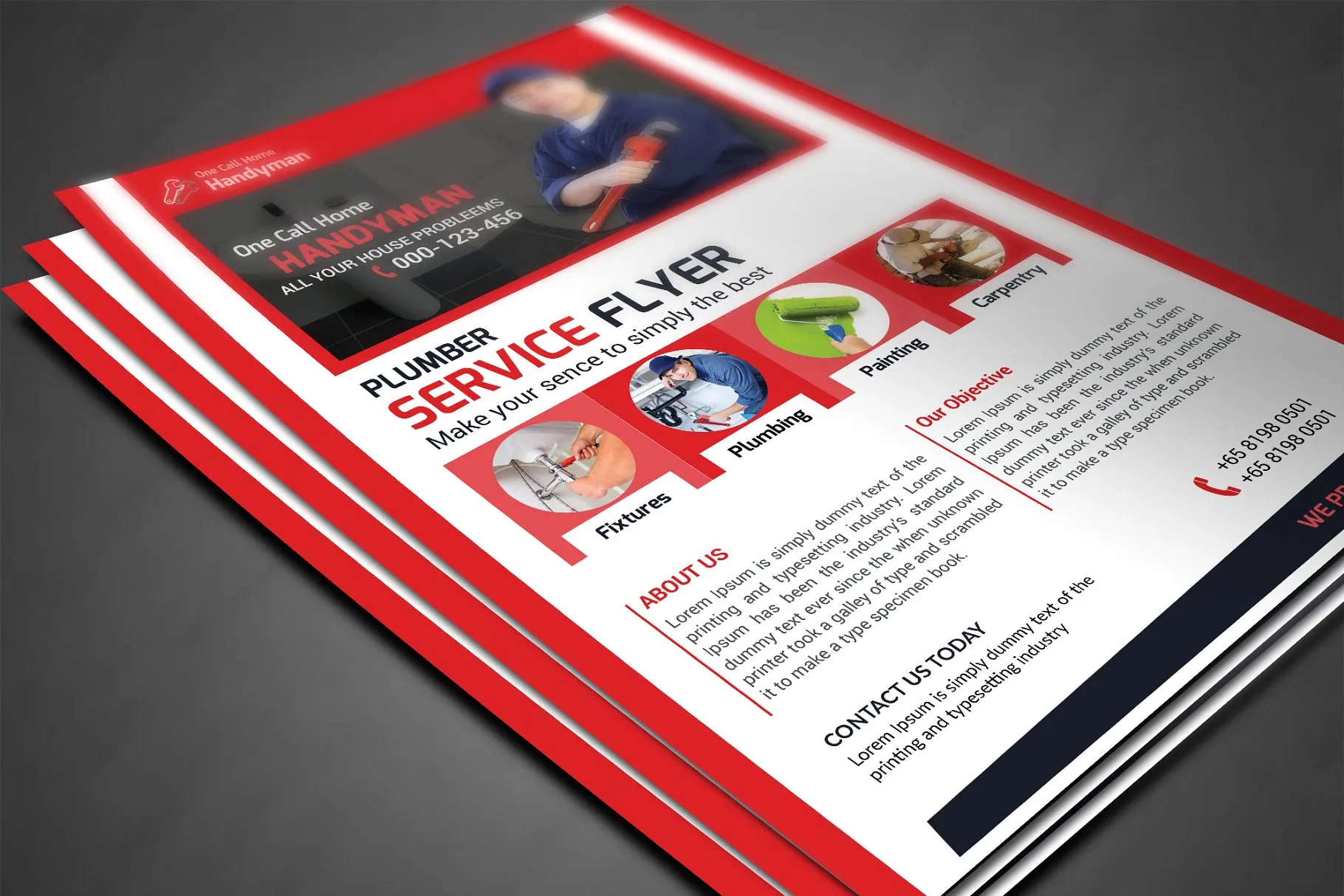 水管管道维修维护服务海报模板 Plumber Service Flyer插图(2)