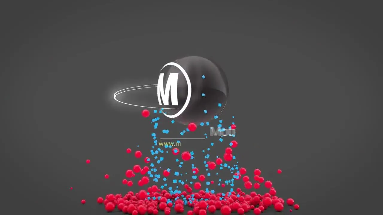 彩色的3D球徽标动态显示像素设计精选AE模板