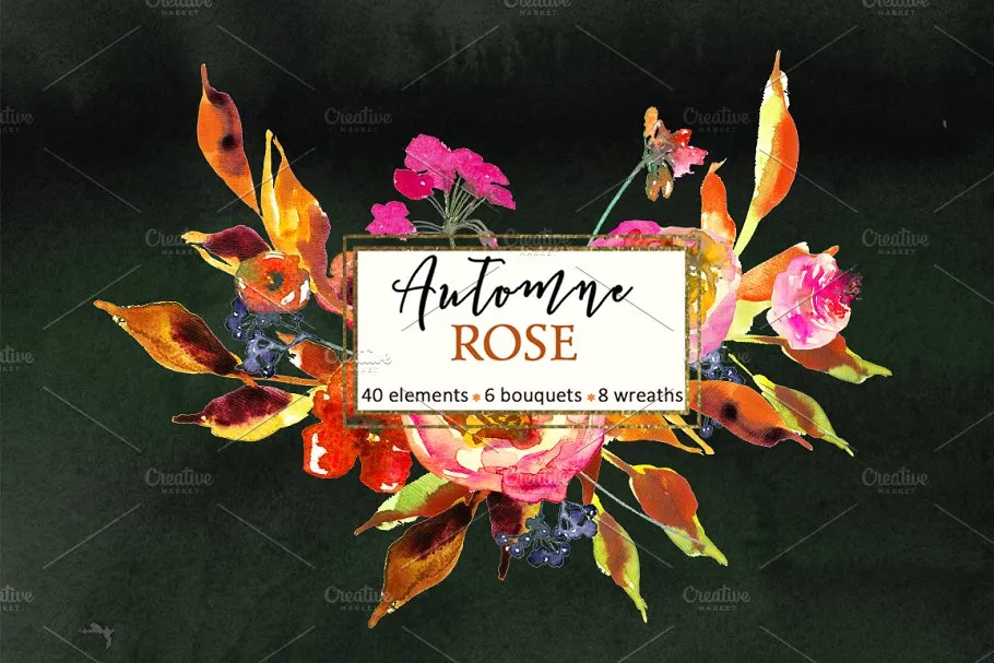 粉色红色花卉水彩剪贴画 Pink Watercolor Florals Clipart插图(6)