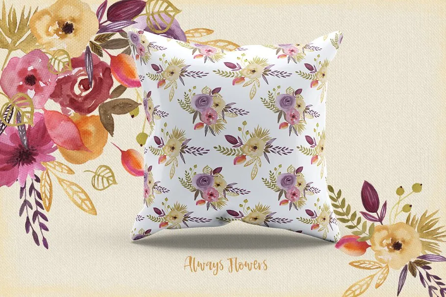 高清手绘花卉剪切画素材 Always Flowers插图(1)