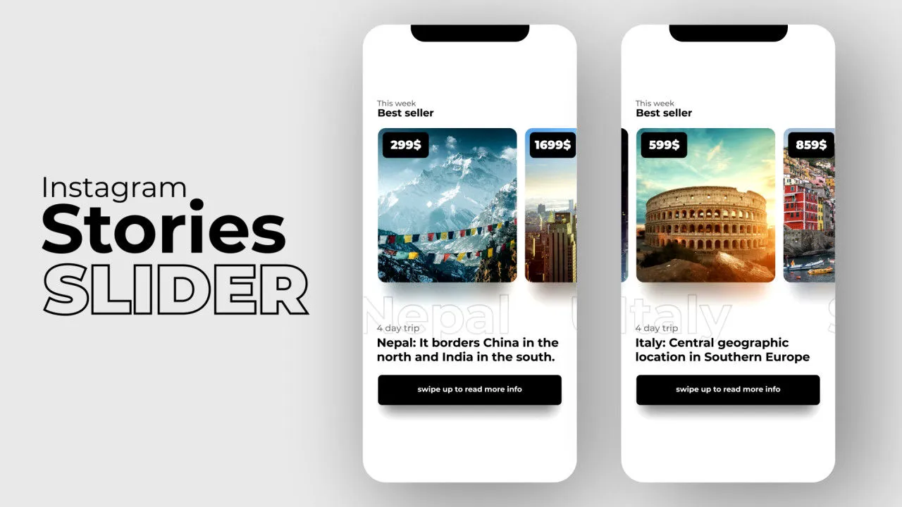 Instagram故事商店产品介绍滑块像素设计精选AE模板