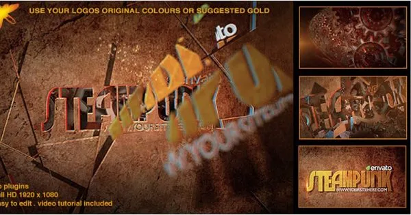 金属机械齿轮ae特效Logo演示像素设计精选AE模板 Steampunk Logo