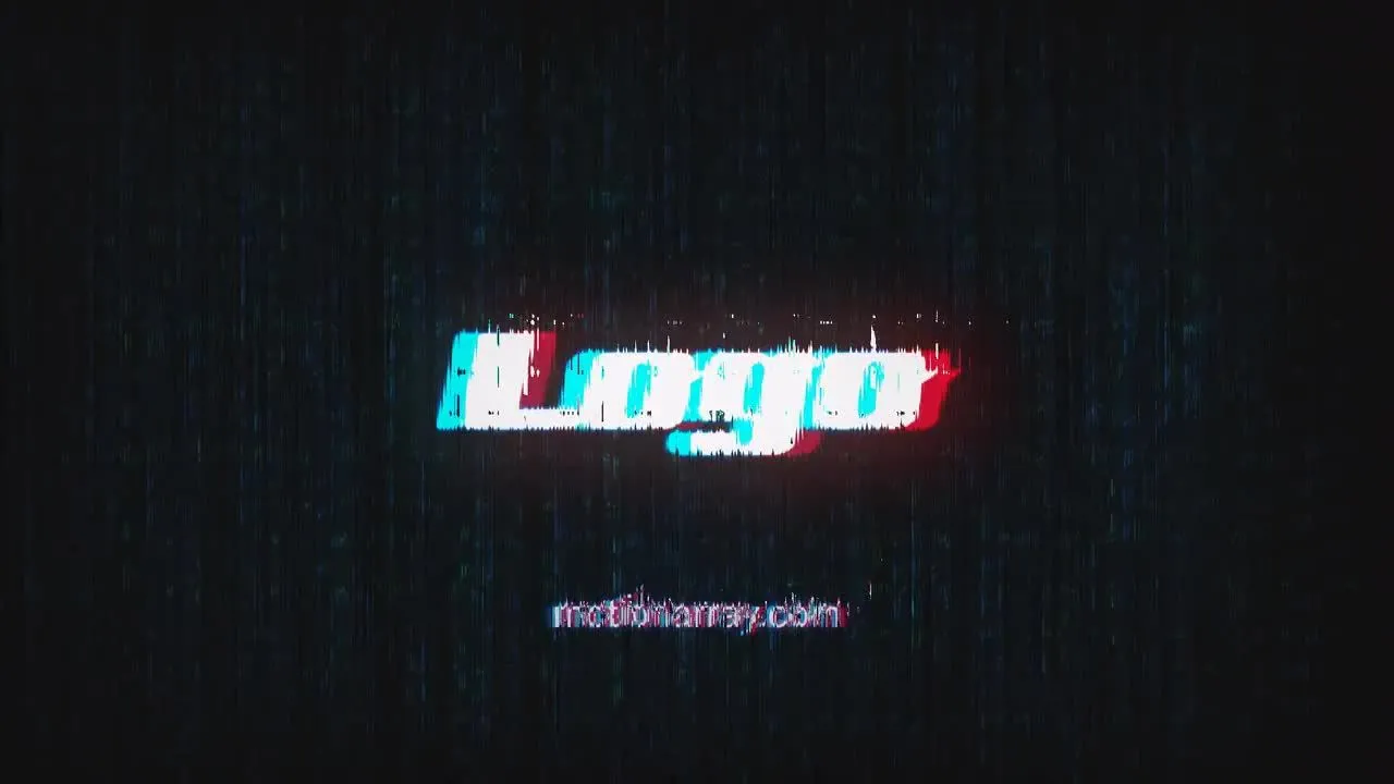 动态的故障和扭曲效果毛刺徽标像素设计精选AE模板