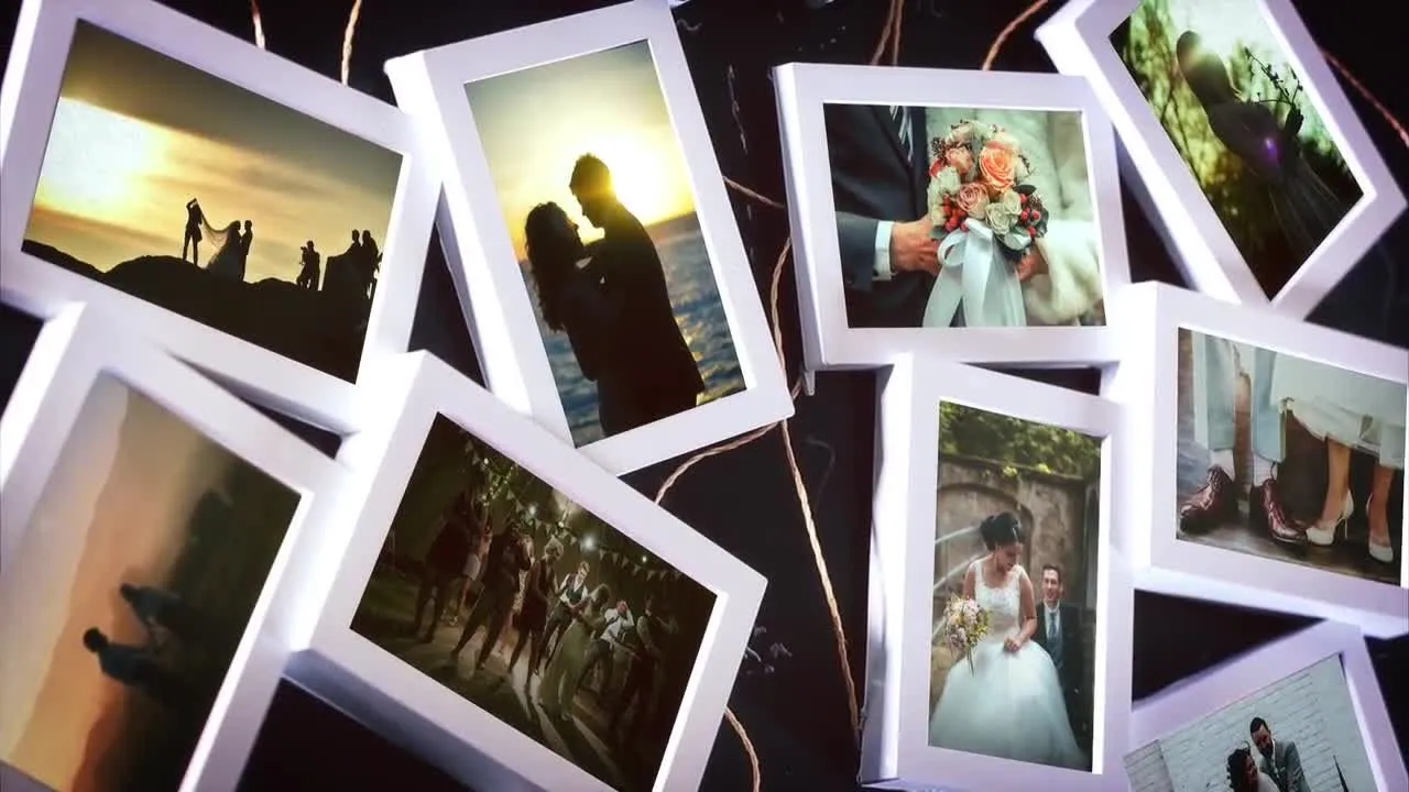 白色相框婚礼照片墙动画像素设计精选AE模板