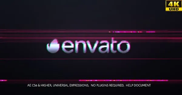 高科技数据失真故障特效logo演示像素设计精选AE模板 Distortion Glitch Logo