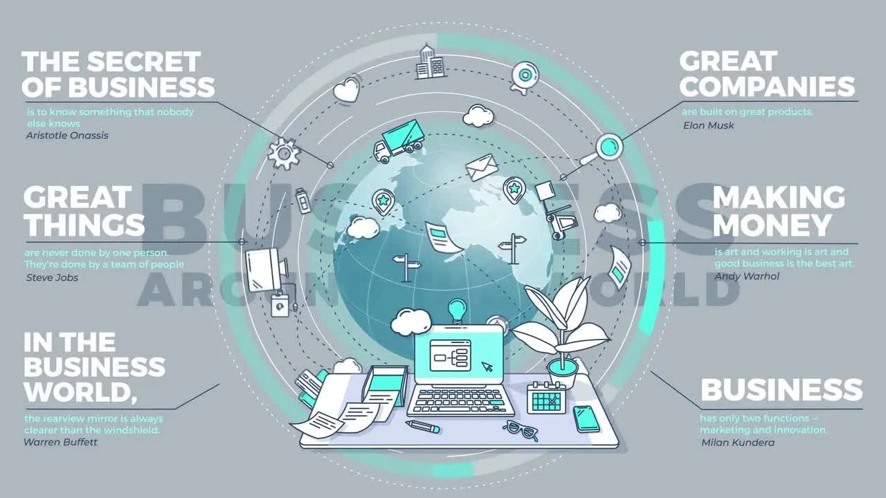 公司企业全球商业分布展示视频像素设计精选AE模板