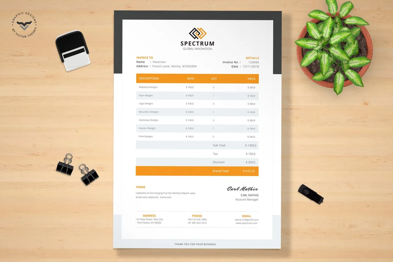 时尚高端专业的发票海报宣传单DM表格设计模板