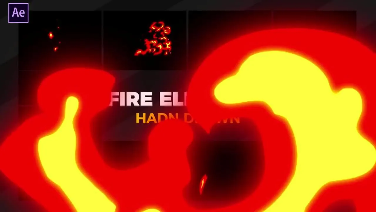 12个独特设计的手绘火元素动画像素设计精选AE模板