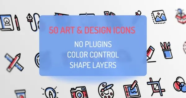 50款信息图表动态图标像素设计精选AE模板 Design and Art Icons