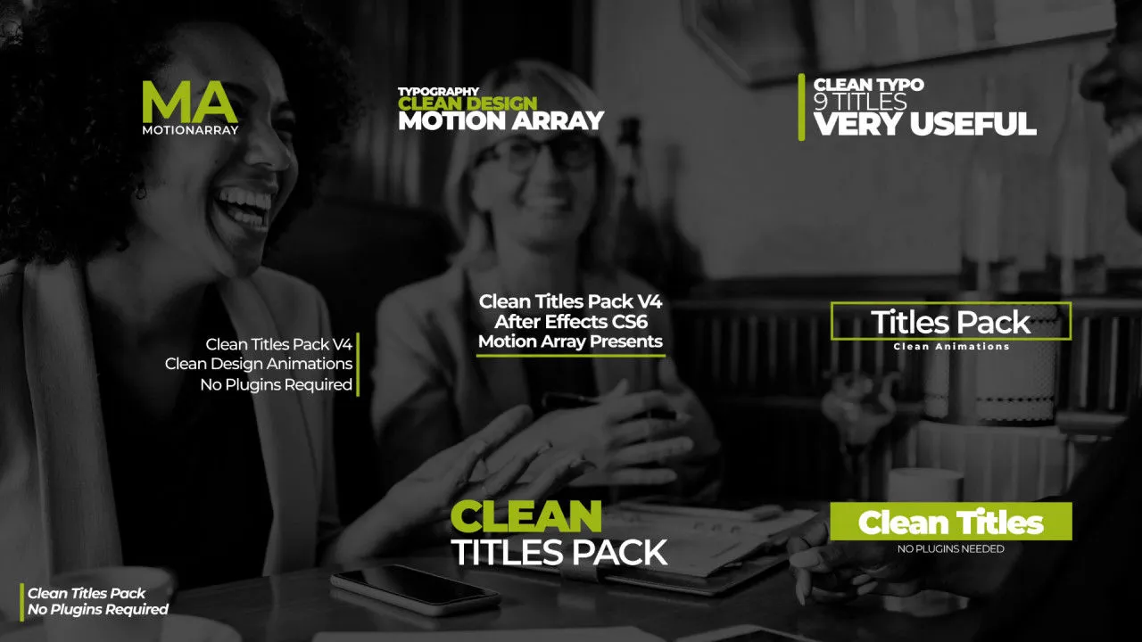 9个现代清洁全屏标题像素设计精选AE模板