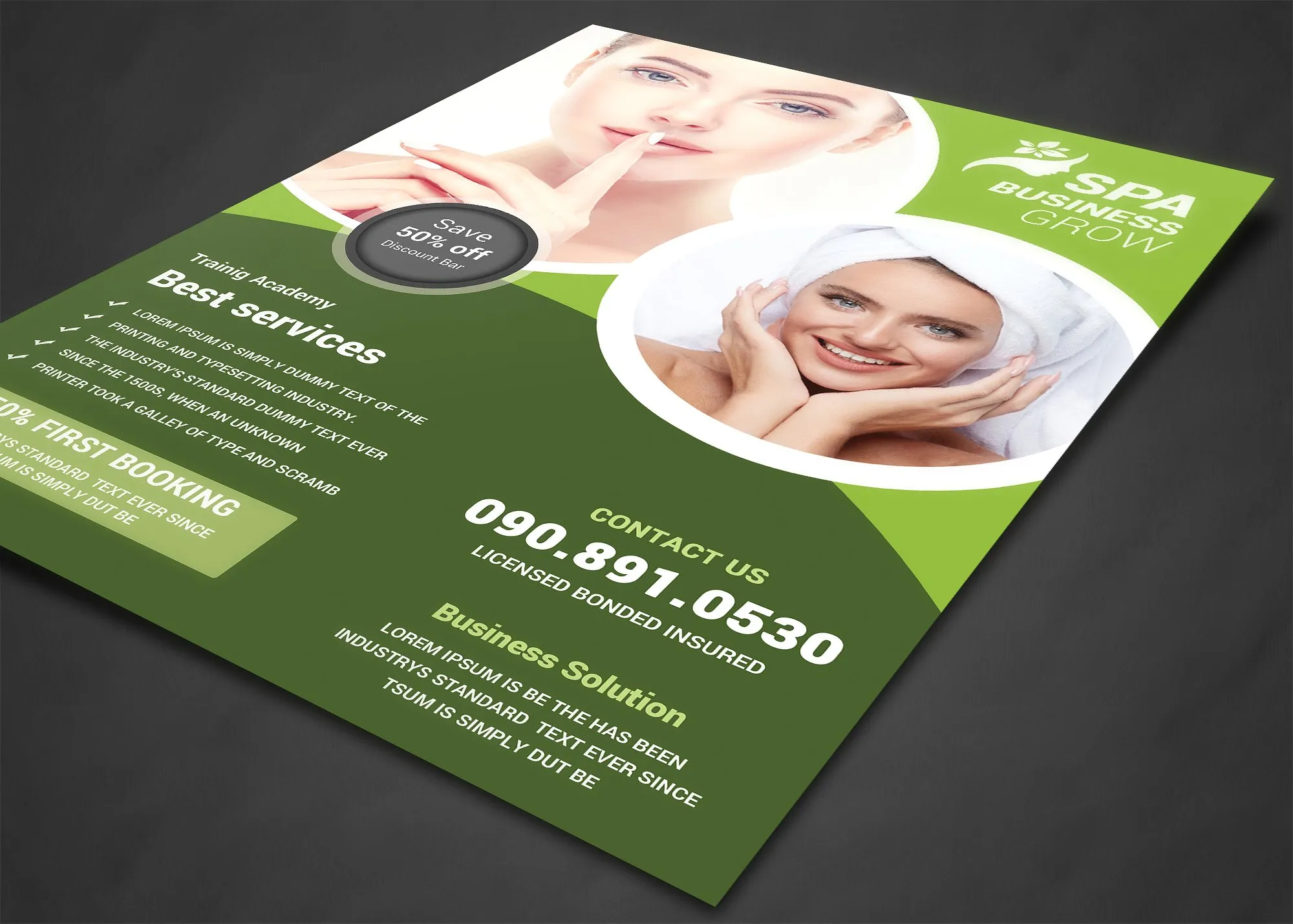 美容护肤品牌宣传海报模板 SPA Beauty Flyer Template插图(1)