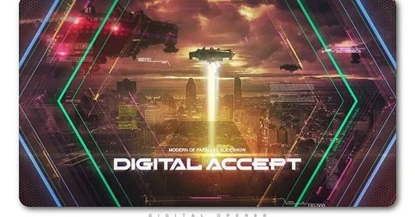 六边形动画开场动画像素设计精选AE模板 Hexagons Accept Digital Opener