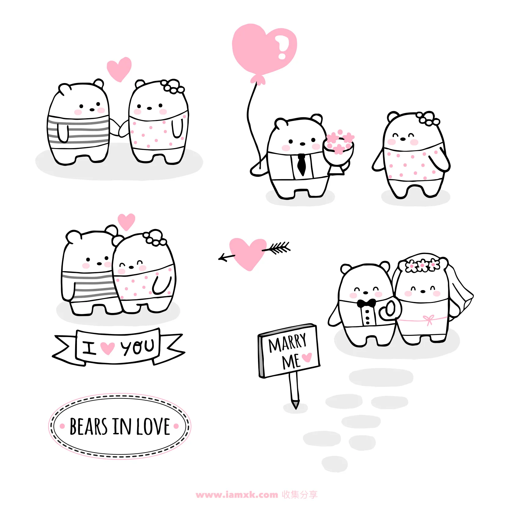恋爱中的小白熊 Lovely bears in love set插图
