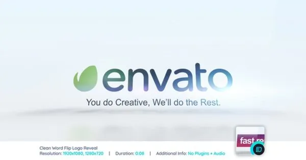 简约流畅Flip动画效果Logo演示像素设计精选AE模板 Clean Word Flip Logo Reveal