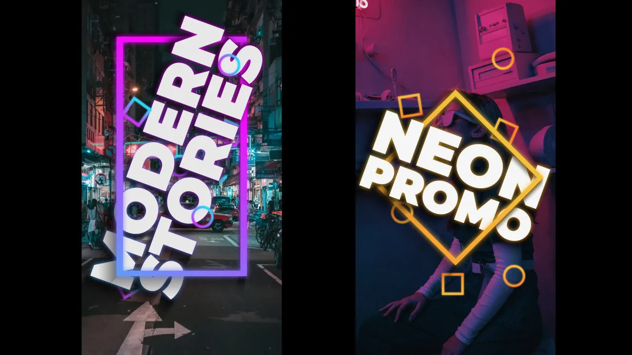 多功能的霓虹灯故事演示像素设计精选AE模板