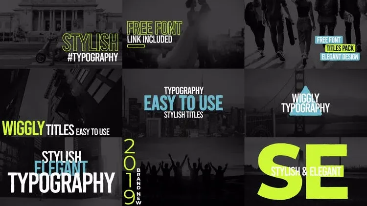 商务动态动画像素设计精选AE模板(Wiggly Titles Pack V7)