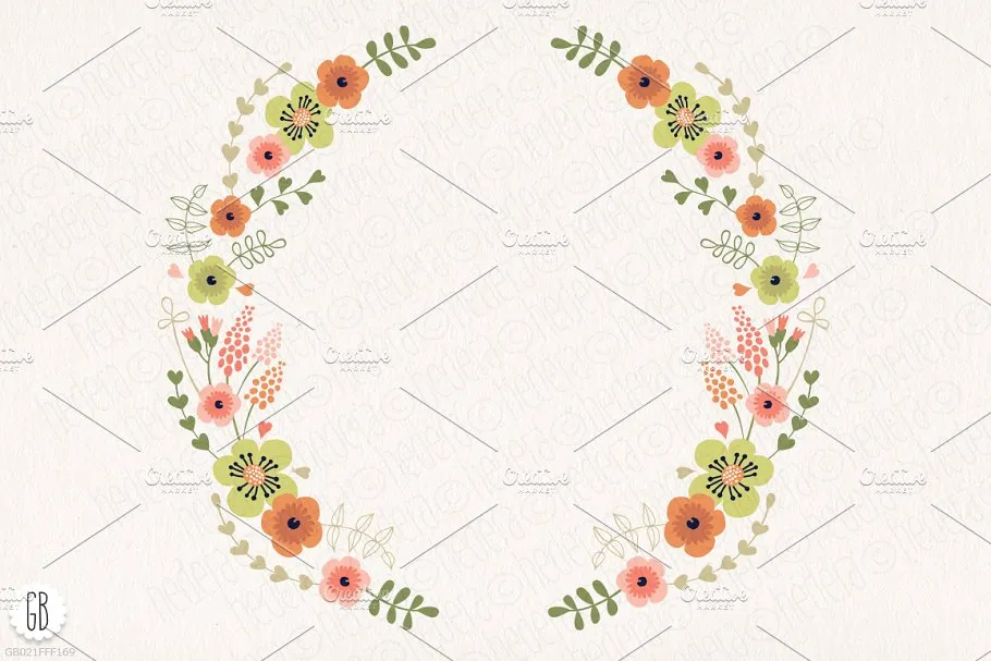 花框、插花&花水彩插画元素 Floral frames, mason jars, flowers插图(2)