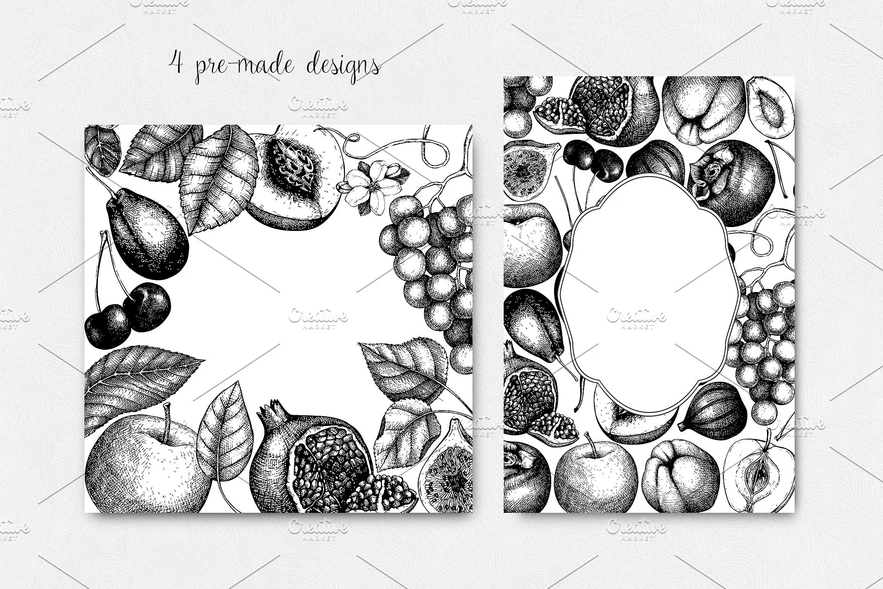 墨水手绘水果素材合集 Ink hand drawn fruit collection插图(2)