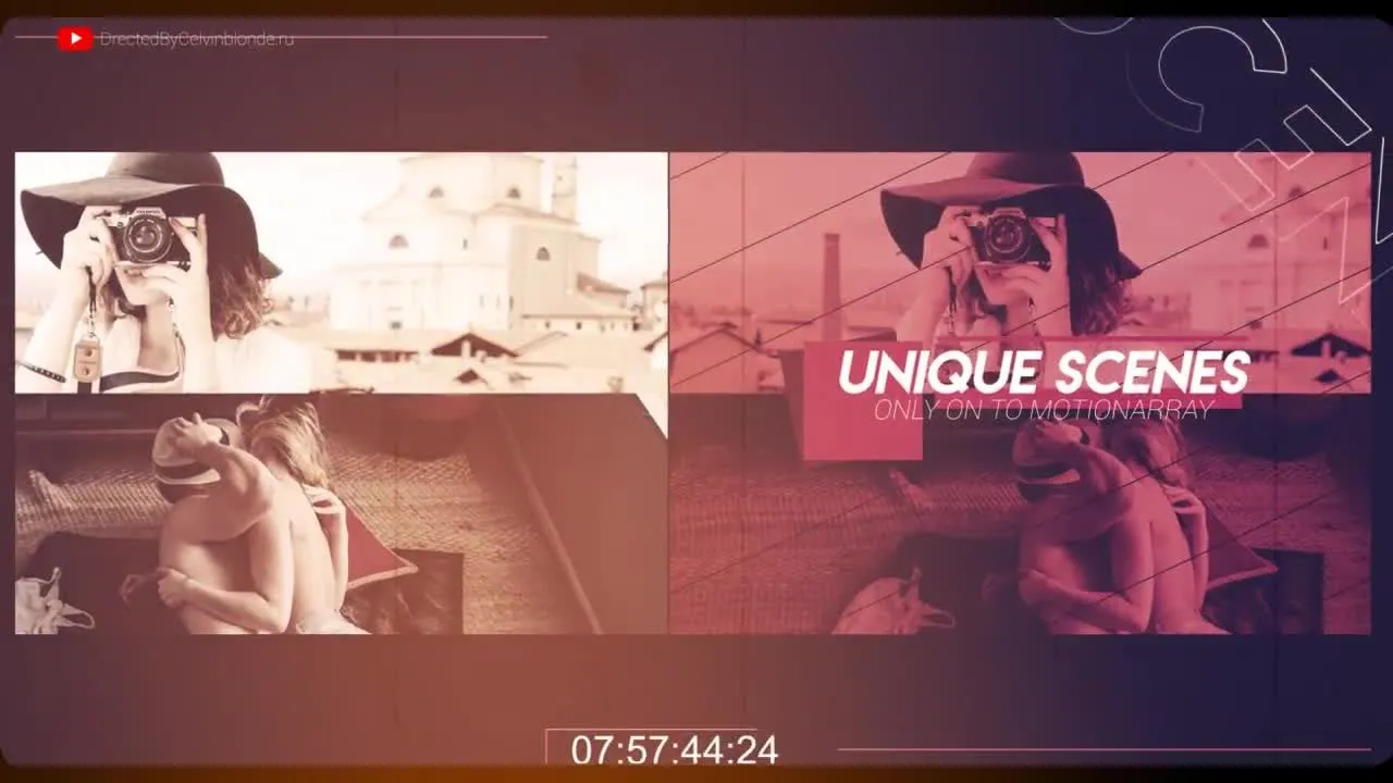 整洁毛刺和扭曲效果的Vlog促销像素设计精选AE模板