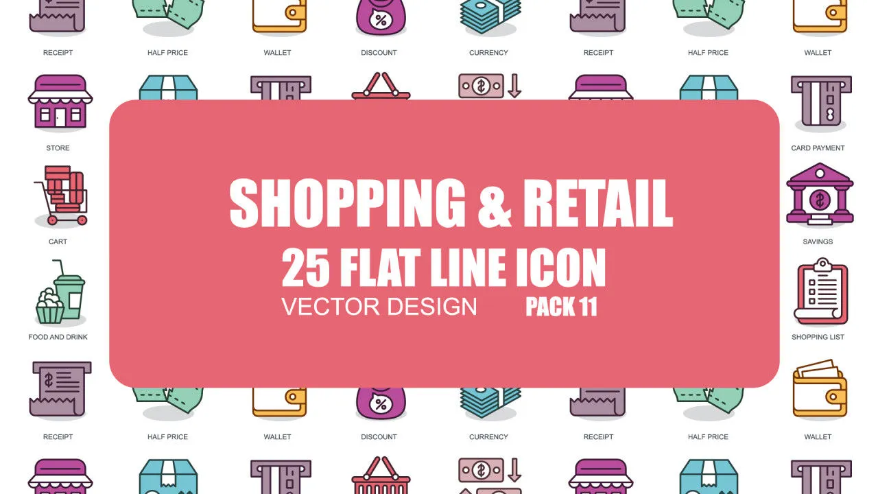 购物零售图标动画像素设计精选AE模板