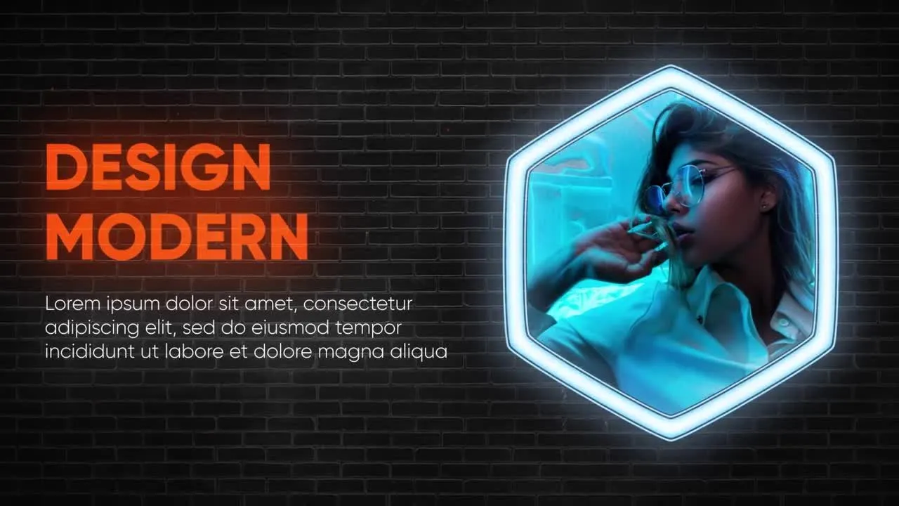 黑墙霓虹灯幻灯片像素设计精选AE模板