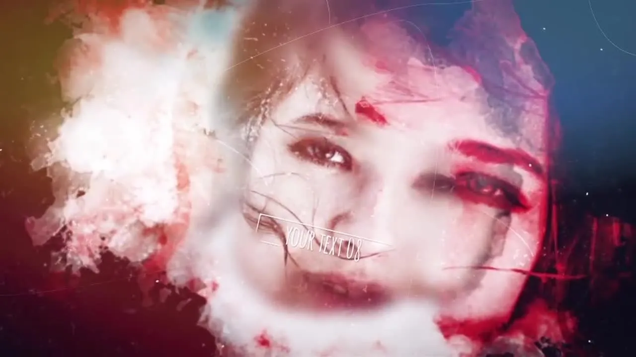 墨水视差效果幻灯片V2家庭照片展示像素设计精选AE模板