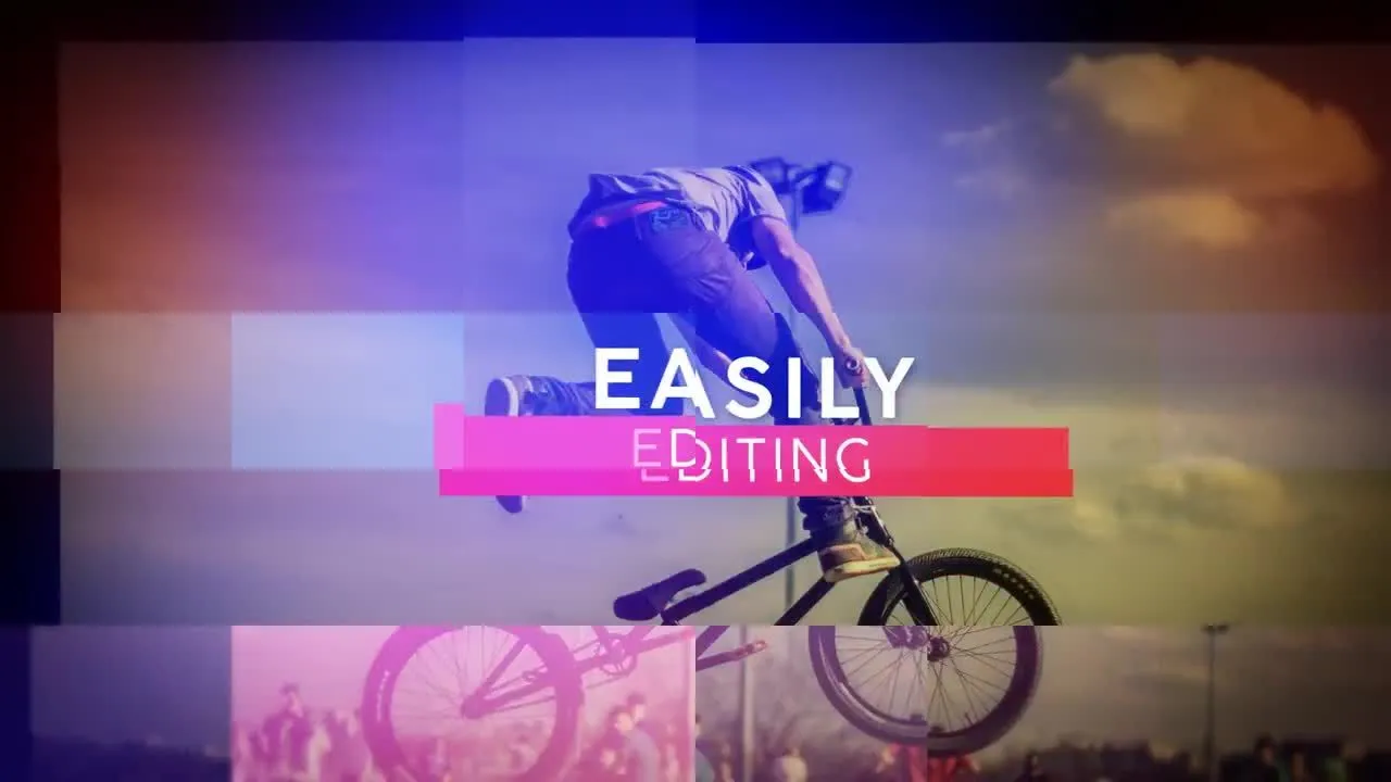 幻灯片故障简介像素设计精选AE模板