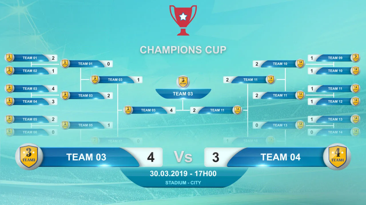 冠军杯比赛成绩显示像素设计精选AE模板