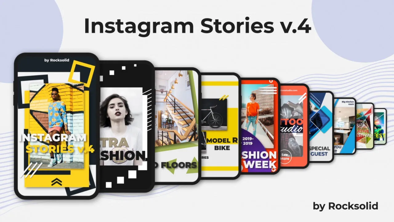 10组精美INS竖屏视频动画展示像素设计精选AE模板