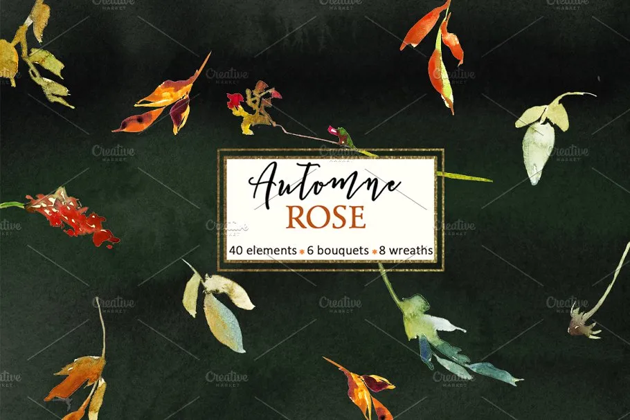 粉色红色花卉水彩剪贴画 Pink Watercolor Florals Clipart插图(10)