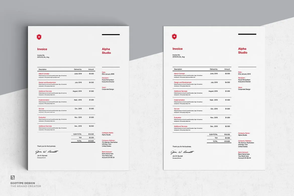 A4尺寸规格专业发票/票据设计模板 Invoice Pro插图(1)