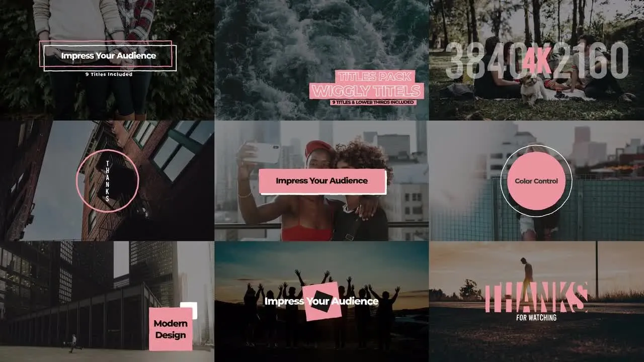 9个外观平滑的全屏摇摆标题像素设计精选AE模板