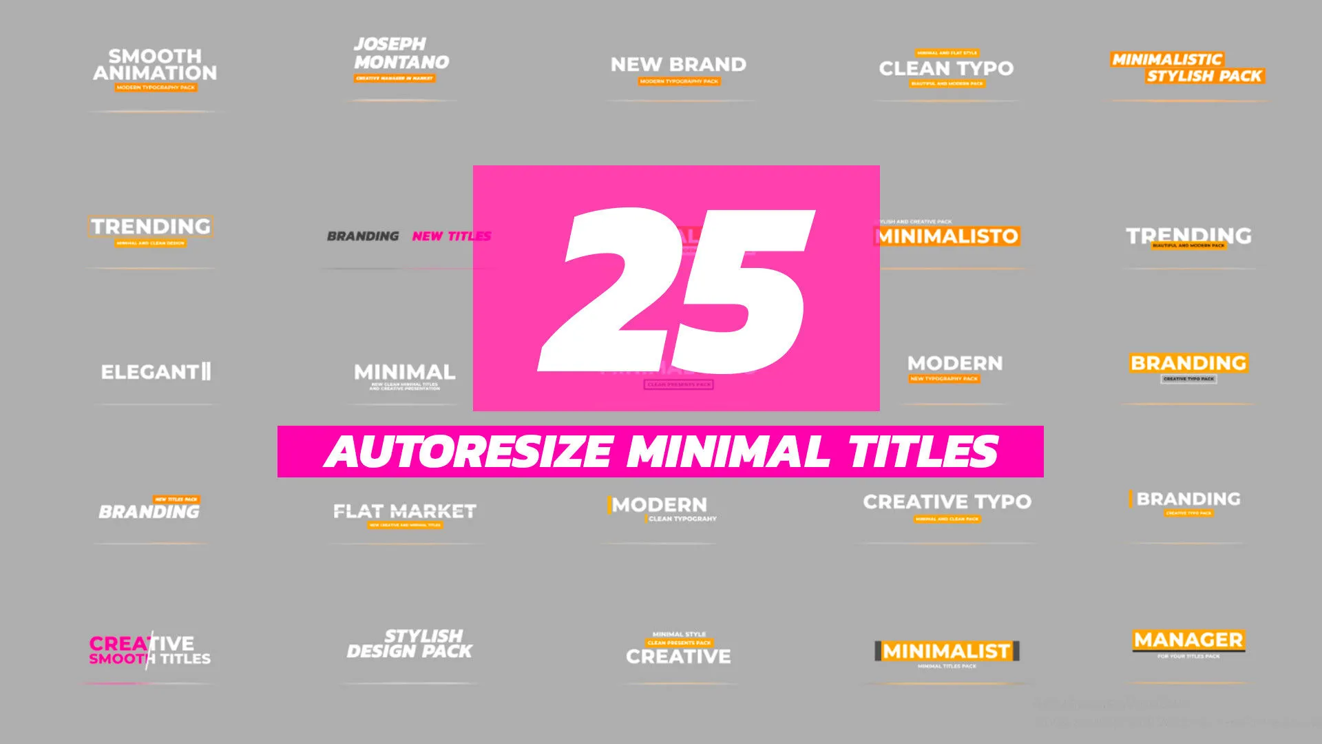 25个现代时尚创意的自动调整标题包像素设计精选AE模板