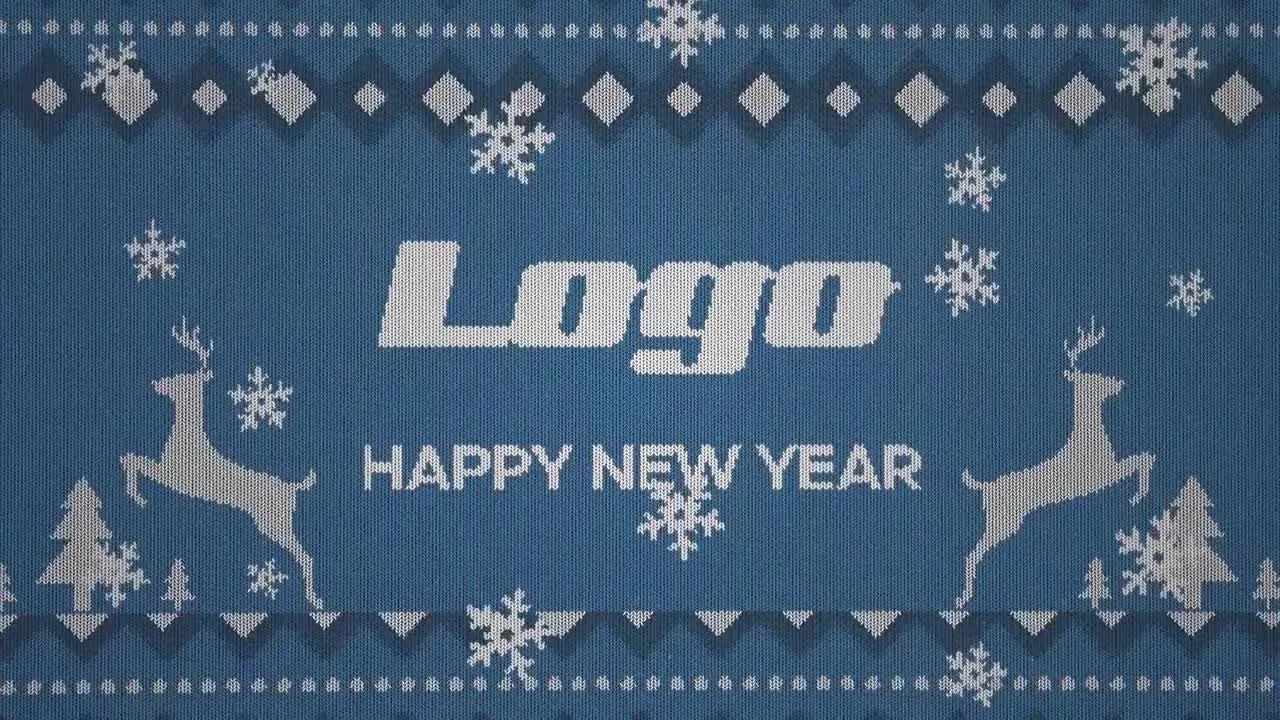 飘落的雪花和快乐的新年标志像素设计精选AE模板