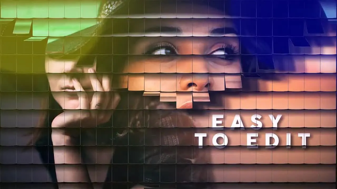 短马赛克徽标照片像素设计精选AE模板