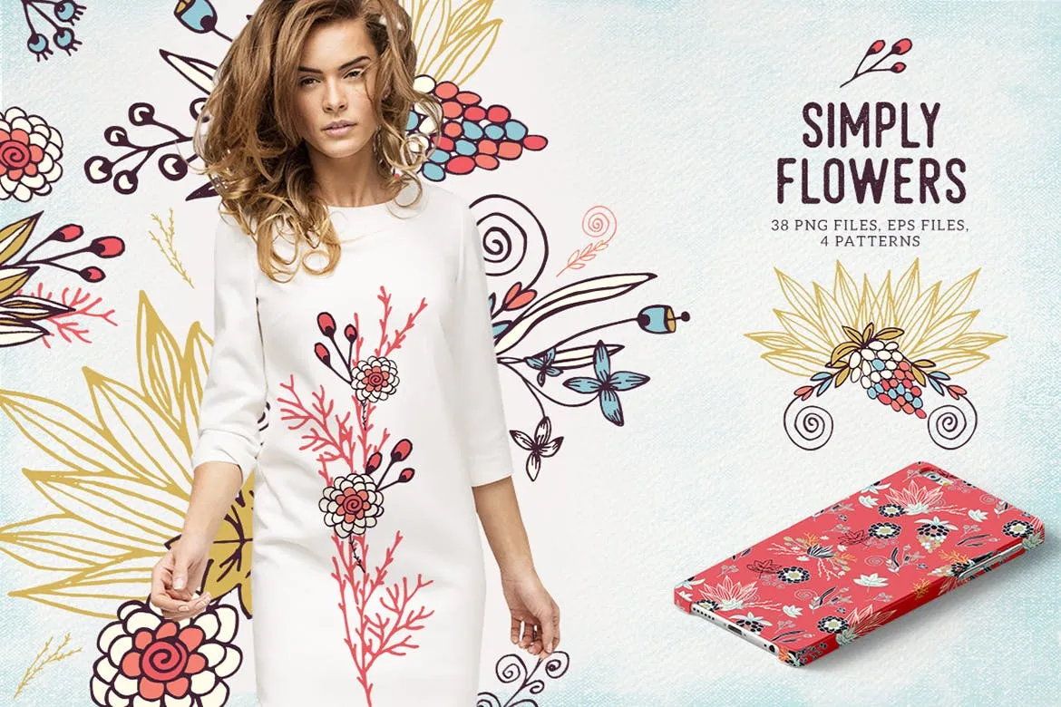 时尚优雅的矢量夏天夏季植物花朵大集合插图