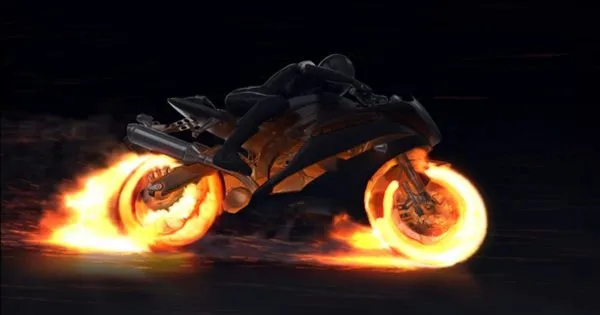 炫酷火焰摩托特效logo演示像素设计精选AE模板 Motorcycle Fire Reveal