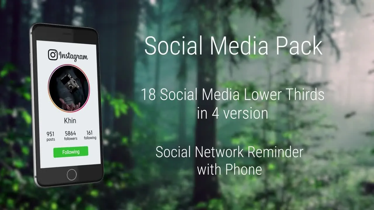 社交媒体三分之二和智能手机元素像素设计精选AE模板