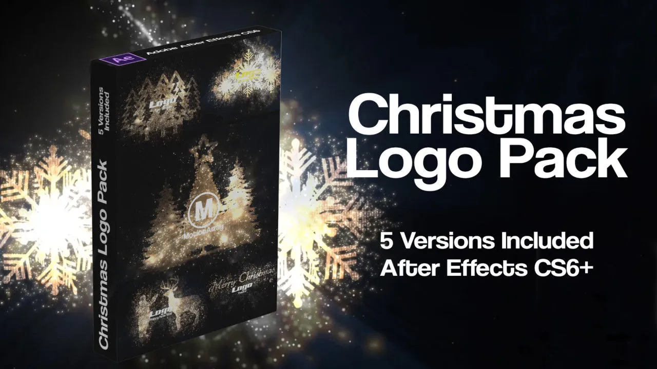 圣诞节徽标包像素设计精选AE模板