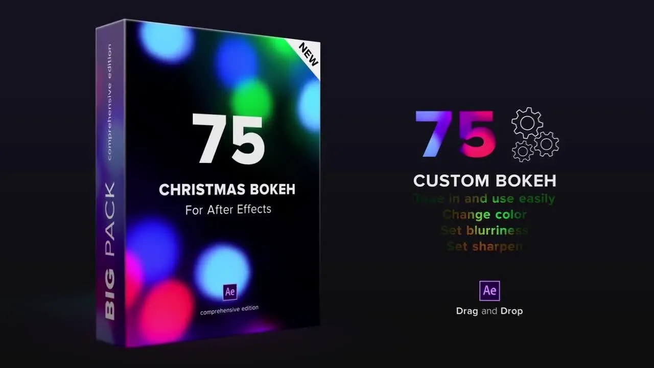 圣诞节自定义散景包像素设计精选AE模板