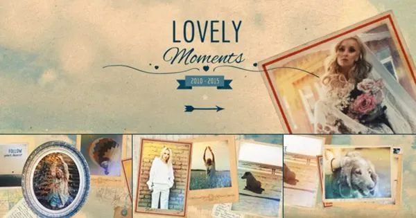 复古相框婚礼照片幻灯片视频像素设计精选AE模板 Lovely Moments