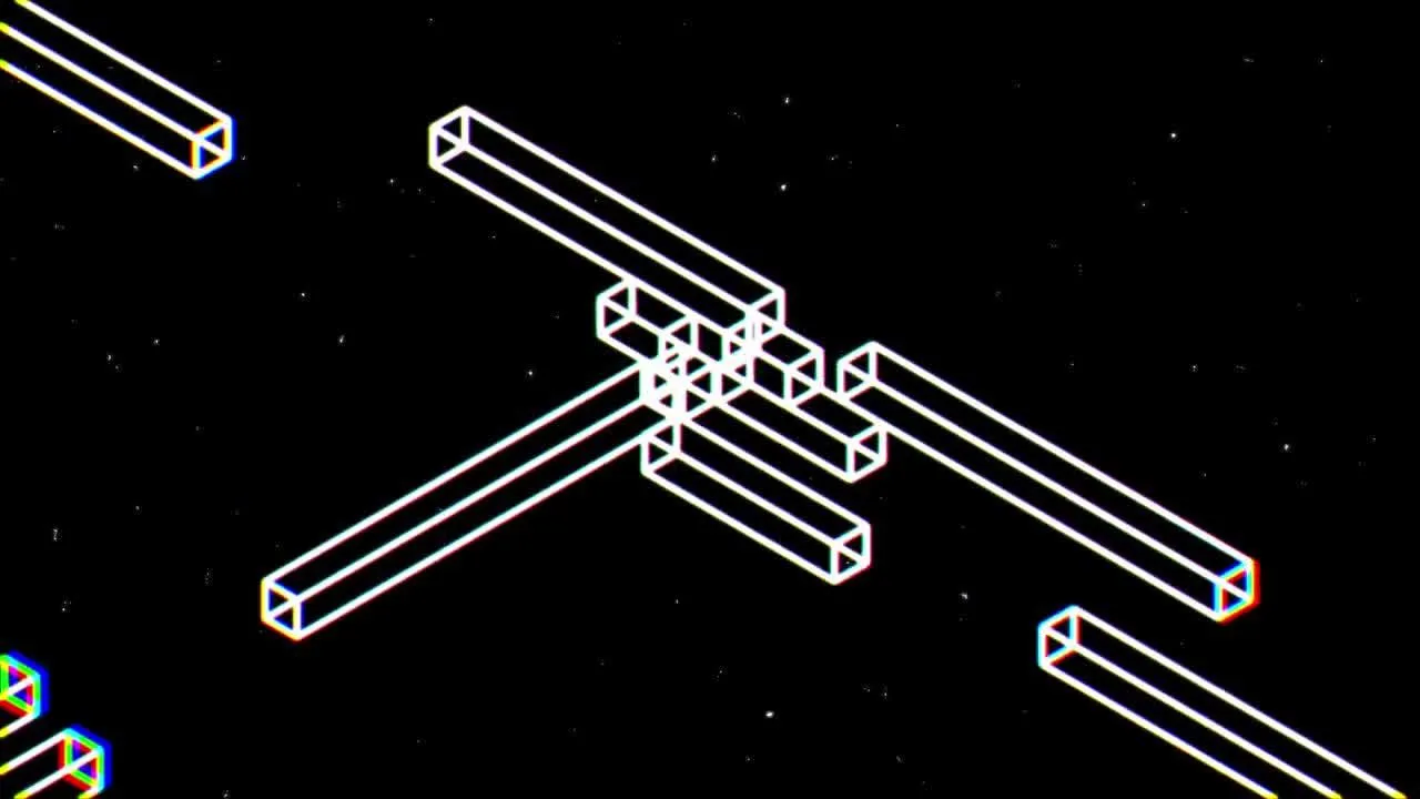 时尚的空间几何3D立方体标志像素设计精选AE模板