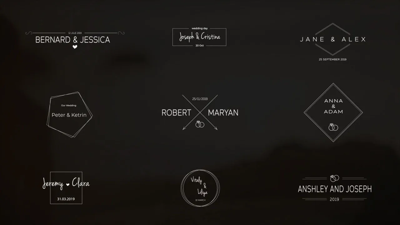 9个婚礼标题动画像素设计精选AE模板