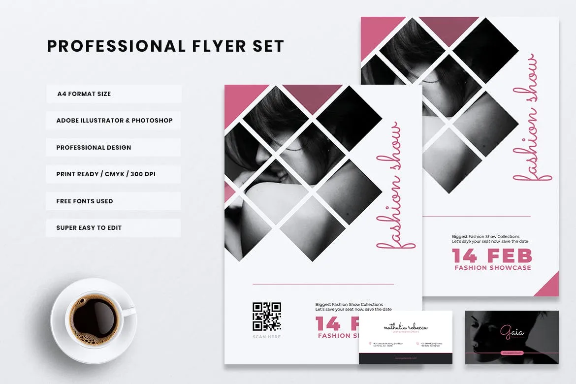 时装秀/活动传单&素材库精选名片模板 GAIA Fashion Show / Event Flyer & Business Card插图(3)