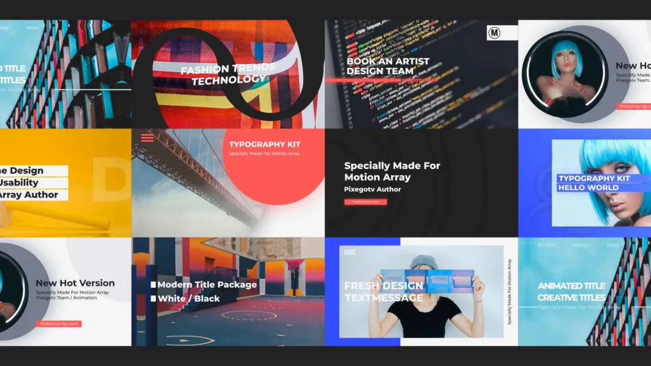 10个动画全屏标题动画像素设计精选AE模板