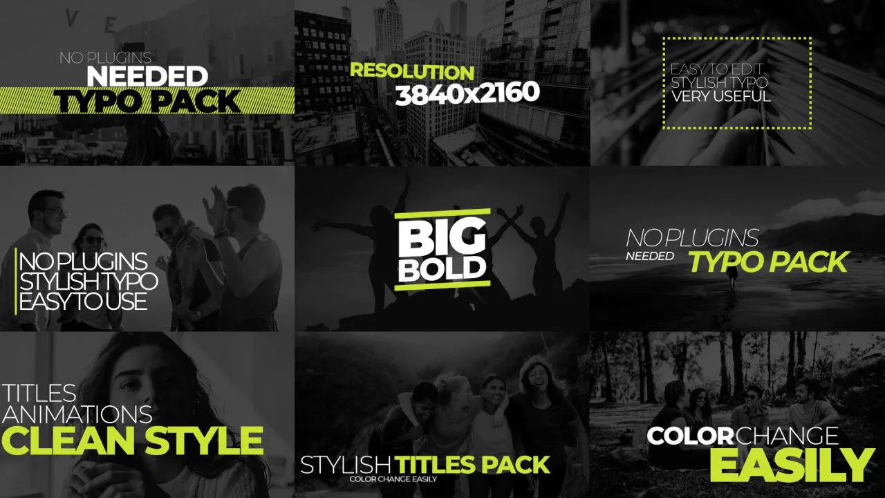 9个时尚广告全屏标题动画像素设计精选AE模板