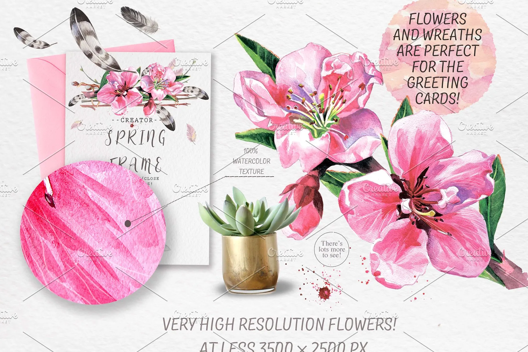 极力推荐：“春暖花开”水彩花卉设计素材包 "Spring bloom" 80 png插图(10)