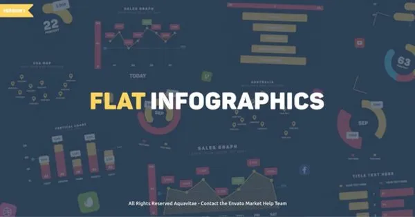扁平设计风格信息图表图形动画像素设计精选AE模板 Flat Design Infographics